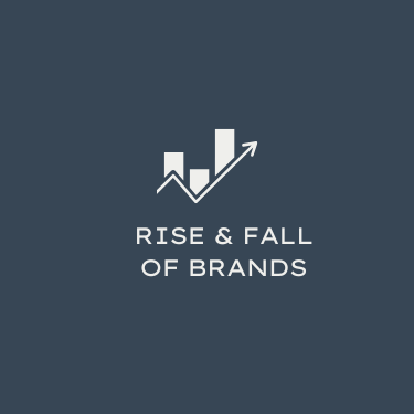 Rise and Fall of Brands logo with chart bars and upward trend arrow