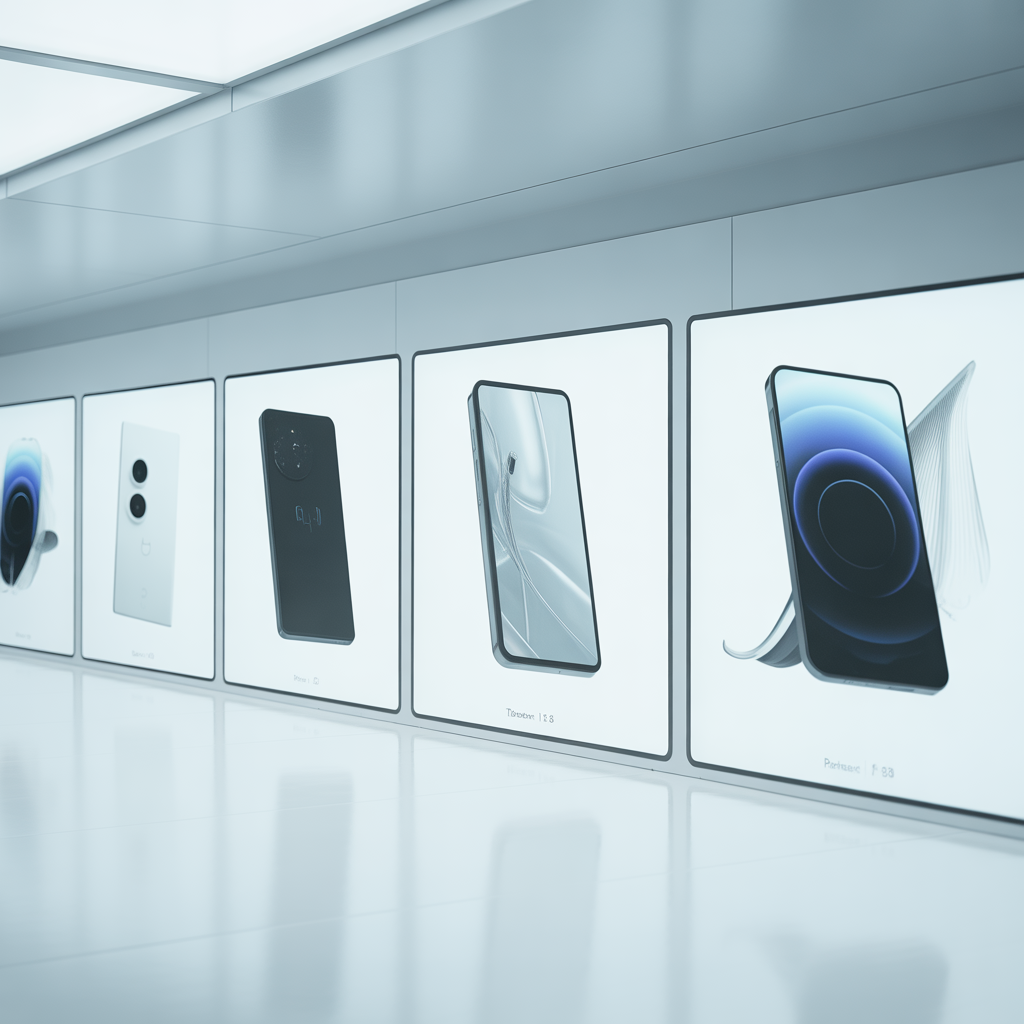 ideogram v3.0 a modern digital showroom with sleek product panels showcasing abstract silhouet 0