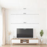 a minimalist info graphic showing a living room wi